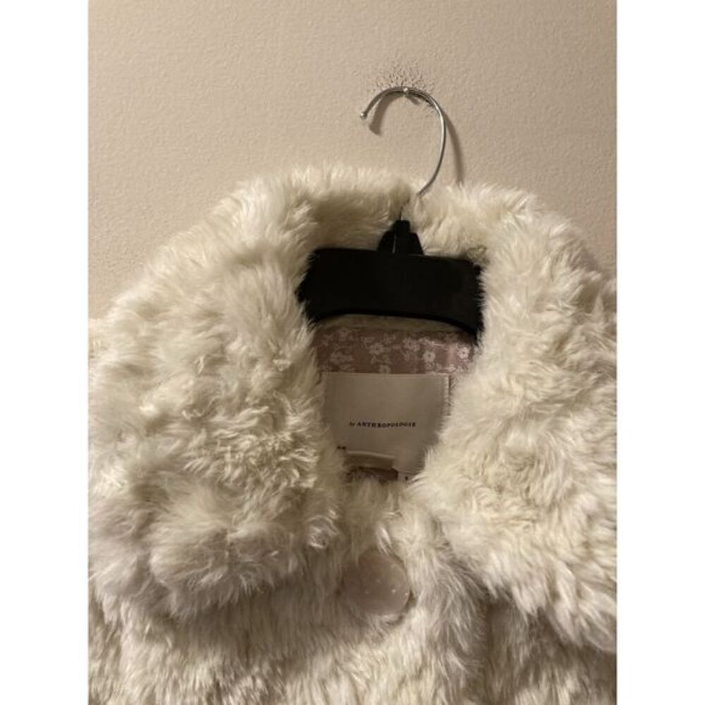 Anthropologie Ombre Faux Fur Coat Teddy Button Front Sz S Cream Pink Tan - Picture 4 of 9